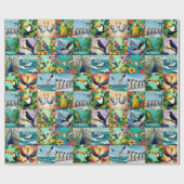 Vogels Patchwork Patroon Cadeaupapier (Vlak)