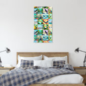 Vogels Patchwork Patroon Canvas Afdruk (Insitu (Slaapkamer))
