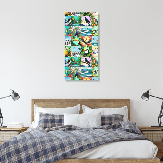 Vogels Patchwork Patroon Canvas Afdruk (Insitu (Slaapkamer))
