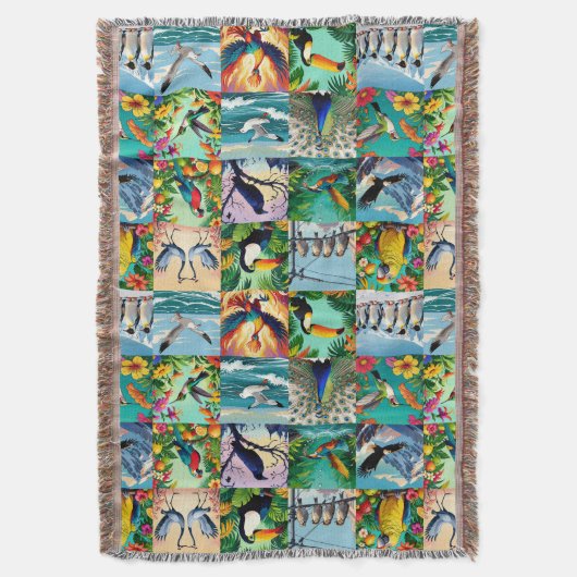 Vogels Patchwork Patroon Deken (Voorkant Verticaal)