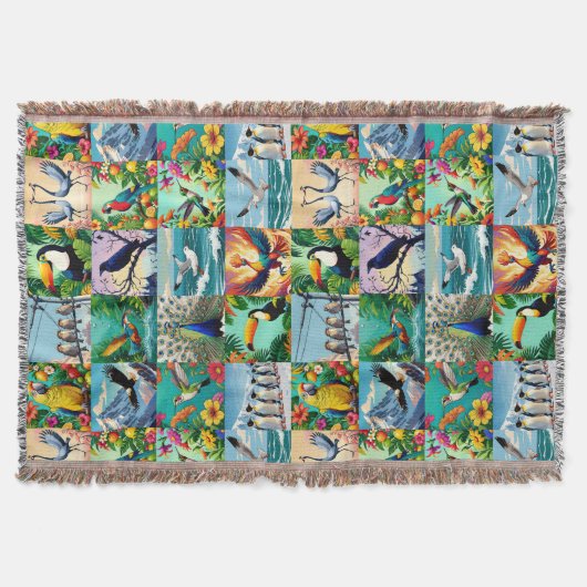 Vogels Patchwork Patroon Deken (Voorkant)