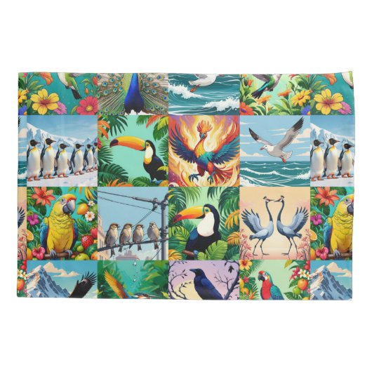 Vogels Patchwork Patroon Kussensloop (Achterkant)