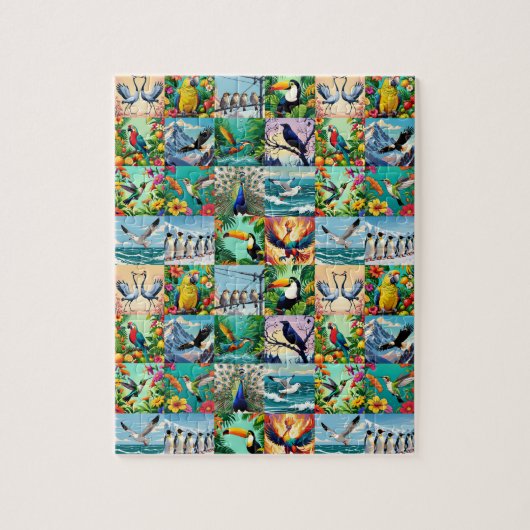 Vogels Patchwork Patroon Legpuzzel (Verticaal)