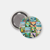 Vogels Patchwork Patroon Magneet (Voorkant / Achterkant)