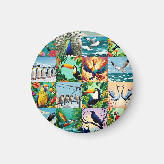 Vogels Patchwork Patroon Magneet (Voorkant)
