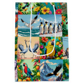 Vogels Patchwork Patroon Medium Cadeauzakje (Achterkant)