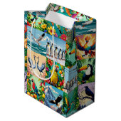 Vogels Patchwork Patroon Medium Cadeauzakje (Achterkant Gekanteld)