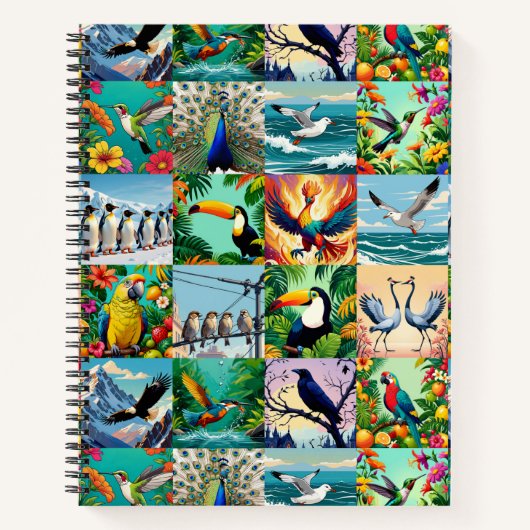 Vogels Patchwork Patroon Notitieboek (Voorkant)
