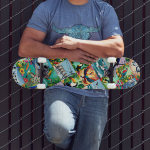 Vogels Patchwork Patroon Persoonlijk Skateboard