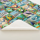 Vogels Patchwork Patroon Sherpa Deken (3/4)