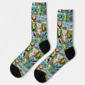 Vogels Patchwork Patroon Sokken (Links)