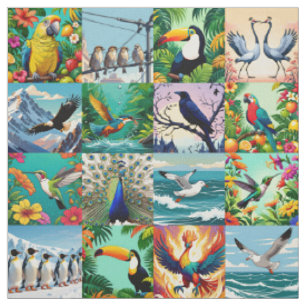 Vogels Patchwork Patroon Stof
