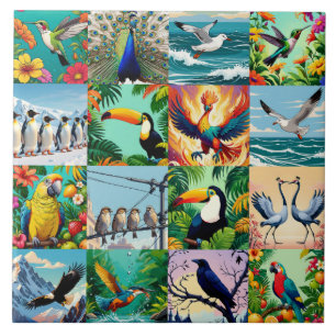 Vogels Patchwork Patroon Tegeltje