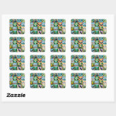 Vogels Patchwork Patroon Vierkante Sticker (Vel)