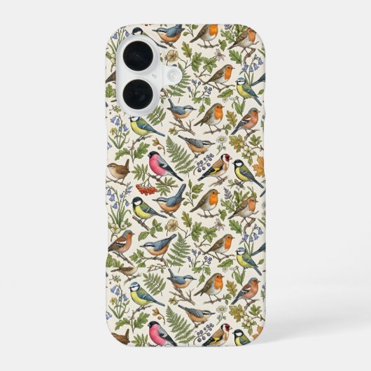 Vogels Patroon iPhone 16 Hoesje (Achterkant)