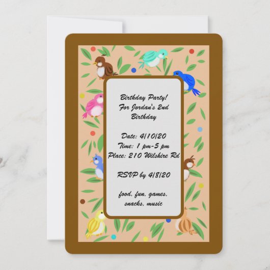 Vogels Patroon Verjaardag Uitnodigingen (Voorkant)