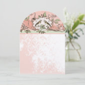 Vogels Perzik Eiken Boom Scroll Bruiloft Kaart (Staand voorkant)