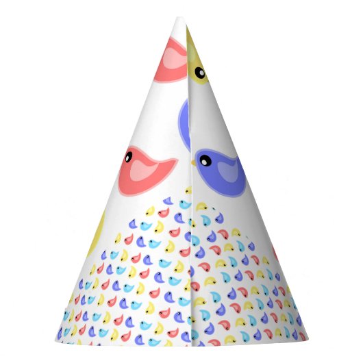 Vogels pet met kleurrijke voorpagina's feesthoedjes (Achterkant)