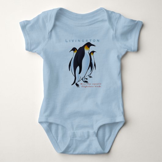 Vogels pinguins Blue Baby Boy personaliseren Romper (Voorkant)