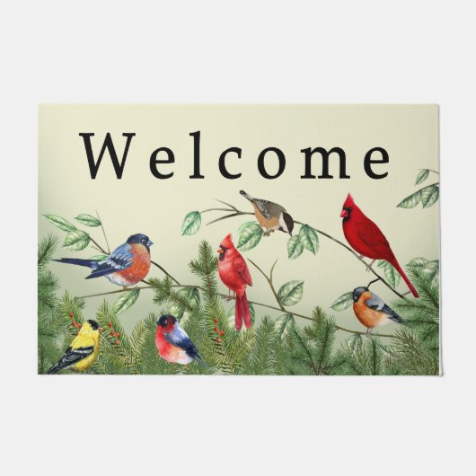 Vogels Plant Deur Mat, Natuurlijke Schoonheid Mat (Voorkant)