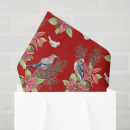 Vogels, Poinsettia's, Sparren aangepaste kleur Tissuepapier