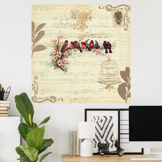  vogels poster (Thuiskantoor)