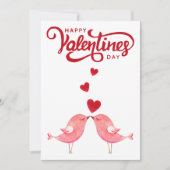 Vogels Rode Harten Romantische Gelukkige Valentijn Feestdagenkaart (Voorkant)