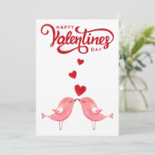Vogels Rode Harten Romantische Gelukkige Valentijn Feestdagenkaart (Staand voorkant)
