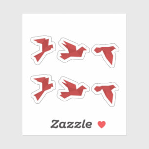 Vogels Rode Origami Sticker