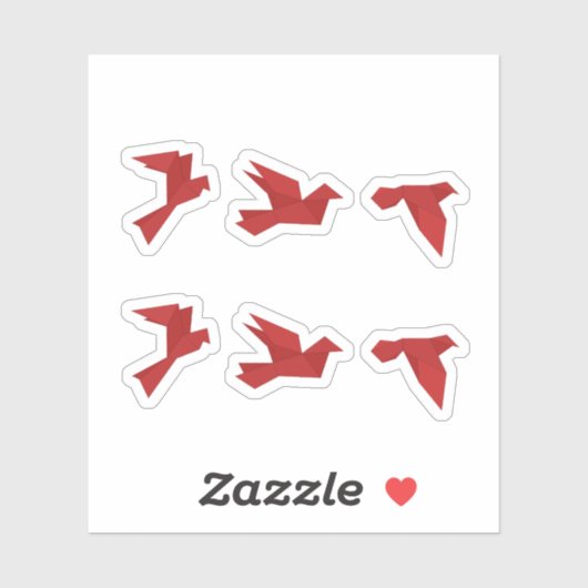 Vogels Rode Origami Sticker (Vel)