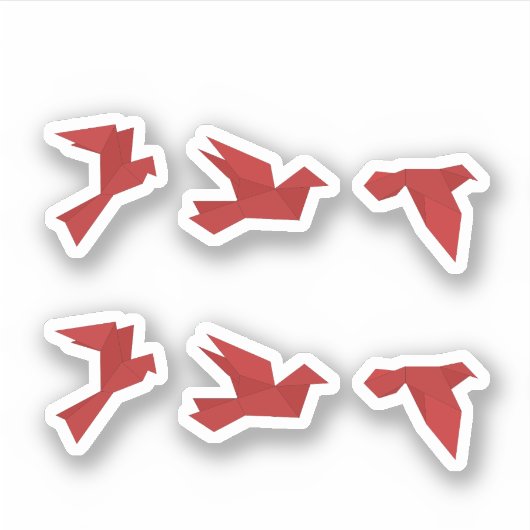 Vogels Rode Origami Sticker (Voorkant)