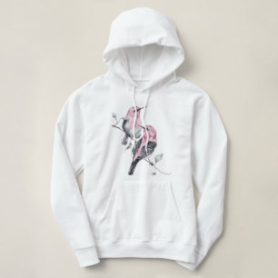Vogels & Roze Bloemen in Waterverf Hoodie