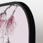 Vogels & Roze Bloemen in Waterverf Pickleball Paddle (Links Detail)