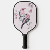 Vogels & Roze Bloemen in Waterverf Pickleball Paddle (Achterkant)