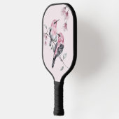 Vogels & Roze Bloemen in Waterverf Pickleball Paddle (Links)