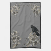 Vogels Rozen en Ravens Keukenhanddoek (Verticaal)