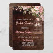 Vogels Rustiek Bruids douche Uitnodiging String li (Voorkant / Achterkant)