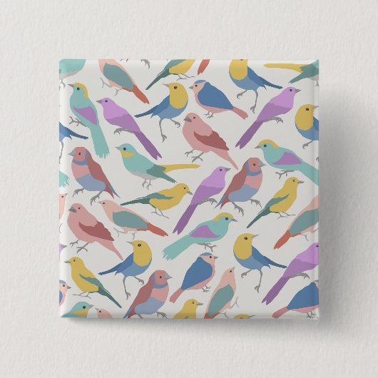 Vogels samen vierkante button 5,1 cm (Voorkant)