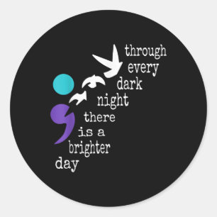 Vogels Semicolon Gift Suicide Prevention Awareness Ronde Sticker