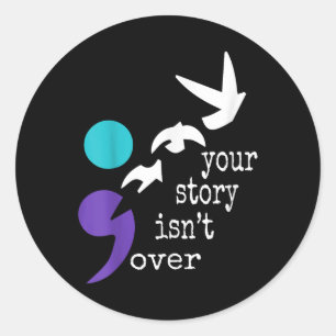 Vogels Semicolon Gift Suicide Prevention Awareness Ronde Sticker