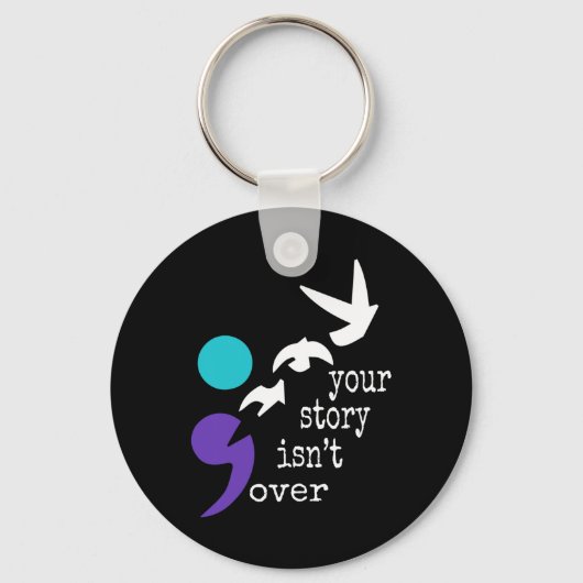 Vogels Semicolon Gift Suicide Prevention Awareness Sleutelhanger (Voorkant)