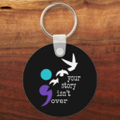 Vogels Semicolon Gift Suicide Prevention Awareness Sleutelhanger (Voorkant)
