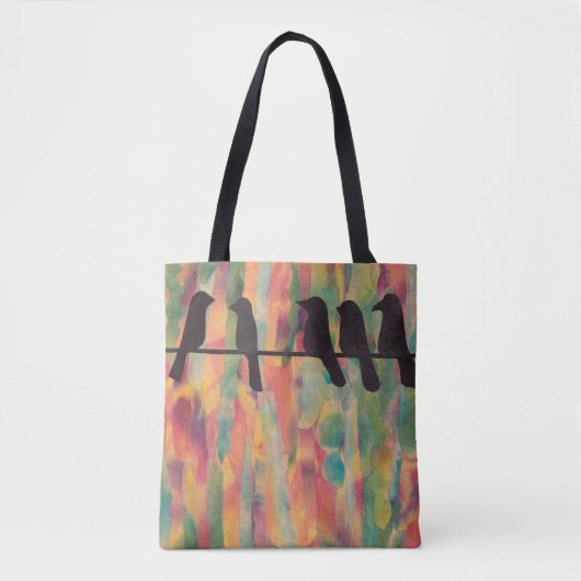 Vogels Silhouette Colorful Canvas tas (Voorkant)
