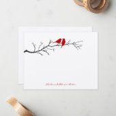 Vogels Silhouettes Hartelijk dank - Rood - Notitiekaartje (Voorkant / Achterkant in situ)