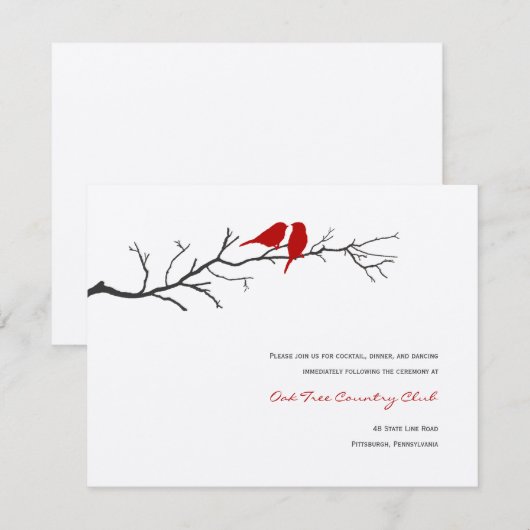 Vogels Silhouettes Wedding Reception Kaarten - Roo (Voorkant / Achterkant)