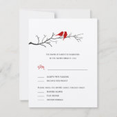 Vogels Silhouettes Wedding RSVP-kaarten - Rood - RSVP Kaartje (Voorkant)