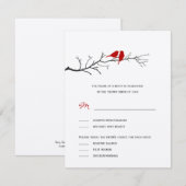Vogels Silhouettes Wedding RSVP-kaarten - Rood - RSVP Kaartje (Voorkant / Achterkant)