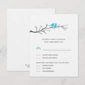 Vogels Silhouettes Wedding RSVP-kaarten - Turquois RSVP Kaartje (Voorkant / Achterkant)