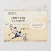  vogels Sla de datum op Aankondigingskaart (Achterkant)