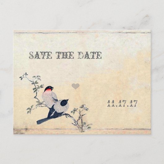  vogels Sla de datum op Aankondigingskaart (Voorkant)